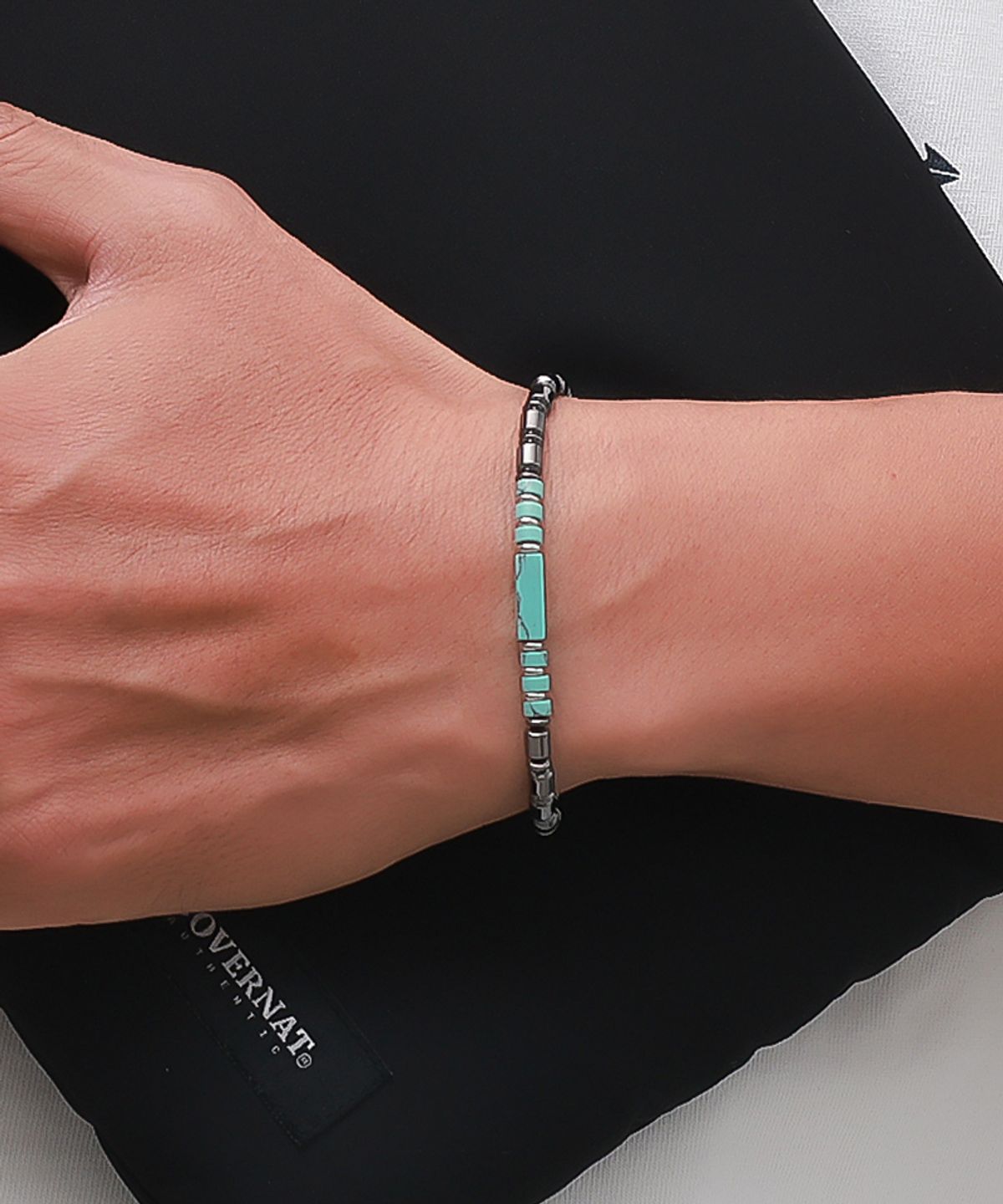 블랑시에르(BLANCIER) 아쥬르링크 BM257B1217 터키석  천연원석 체인 남자팔찌