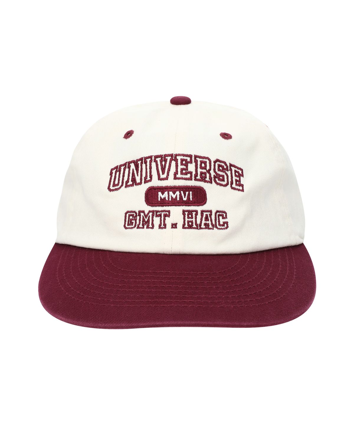 유니버스 가먼트(UNIVERSE GARMENT) UG 투톤 로고 워싱 캡_BURGUNDY