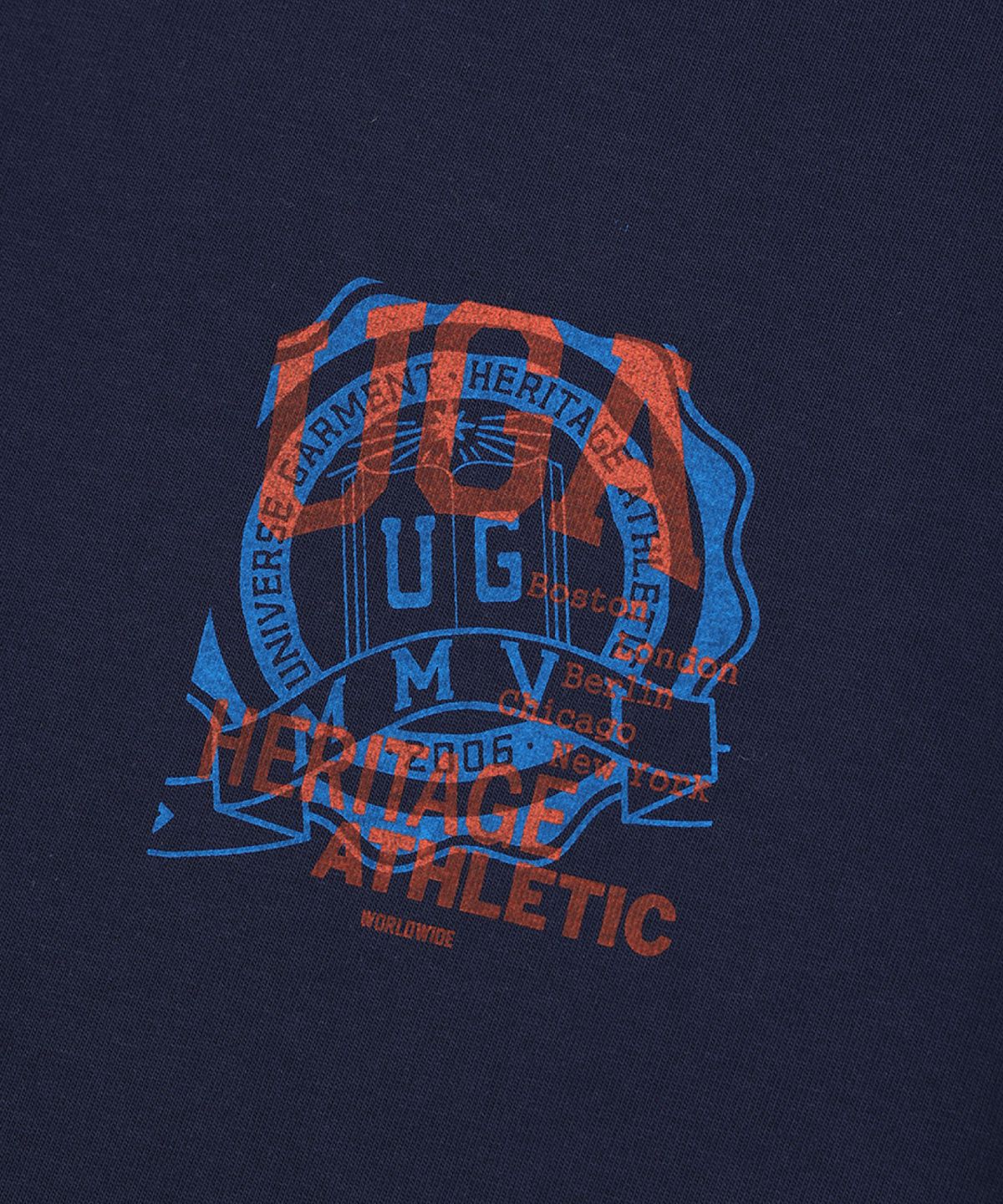 유니버스 가먼트(UNIVERSE GARMENT) UG 레트로 투톤 엠블럼 티셔츠_Navy