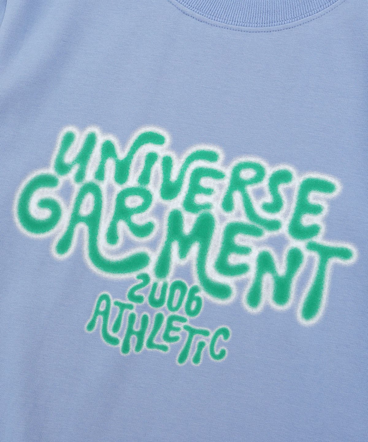 유니버스 가먼트(UNIVERSE GARMENT) UG 네온 블러 슬림 크롭 우먼티셔츠_Light Blue