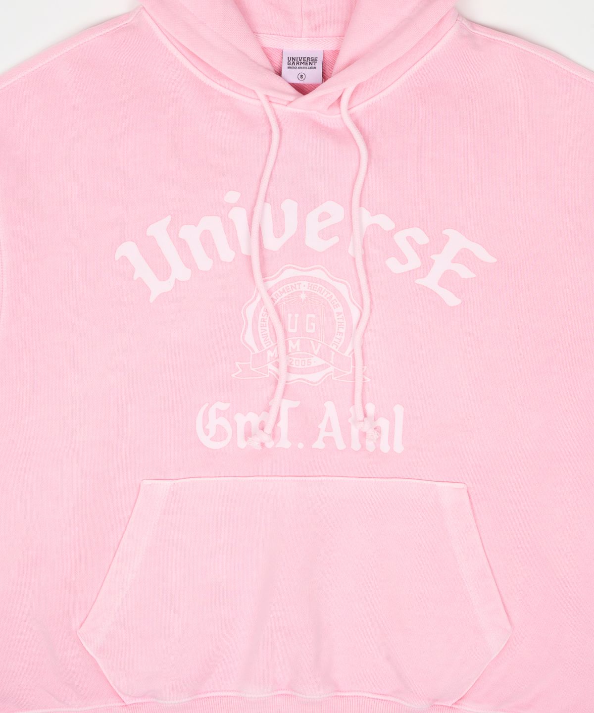 유니버스 가먼트(UNIVERSE GARMENT) 피그먼트 다잉 로고 후드_Pink