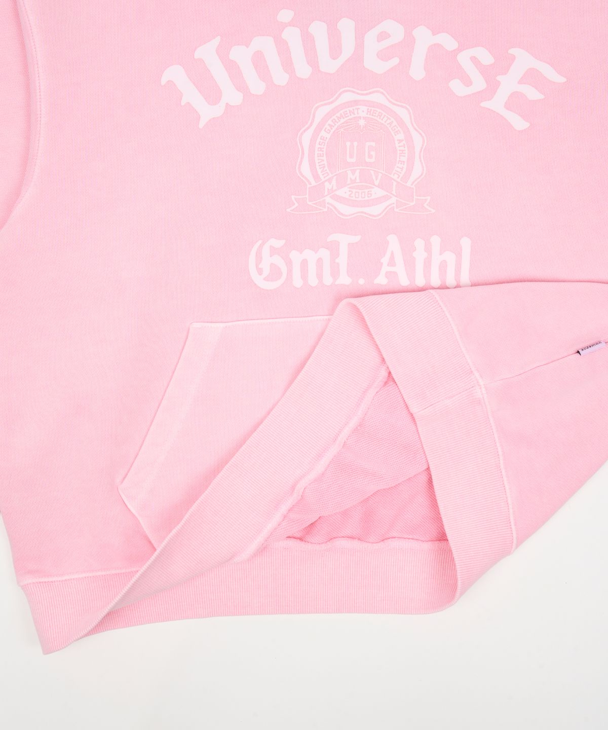 유니버스 가먼트(UNIVERSE GARMENT) 피그먼트 다잉 로고 후드_Pink