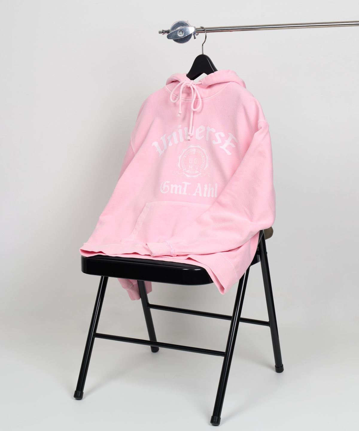 유니버스 가먼트(UNIVERSE GARMENT) 피그먼트 다잉 로고 후드_Pink