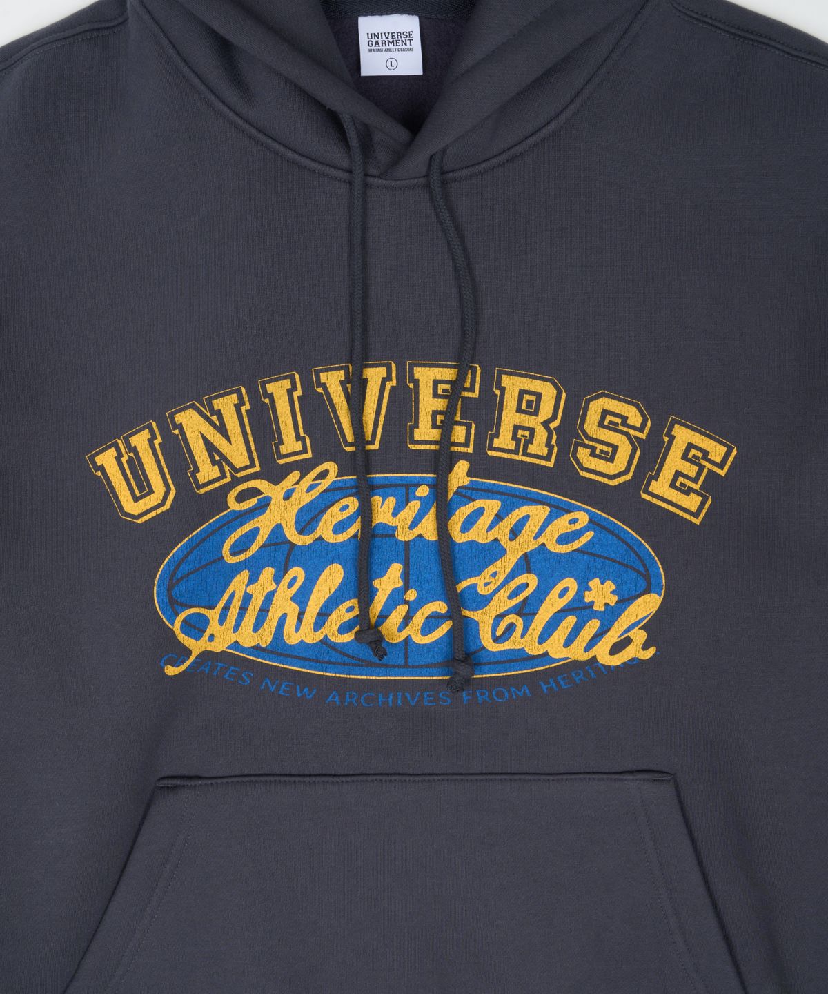 유니버스 가먼트(UNIVERSE GARMENT) 유니버스 싸인 로고 기모 후드_Charcoal