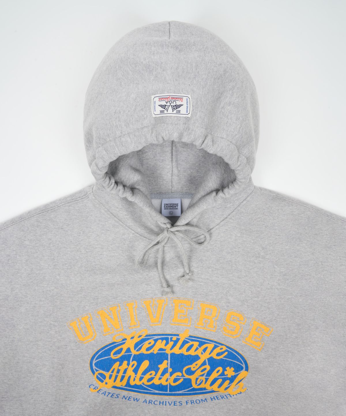 유니버스 가먼트(UNIVERSE GARMENT) 유니버스 싸인 로고 기모 후드_Melange Grey