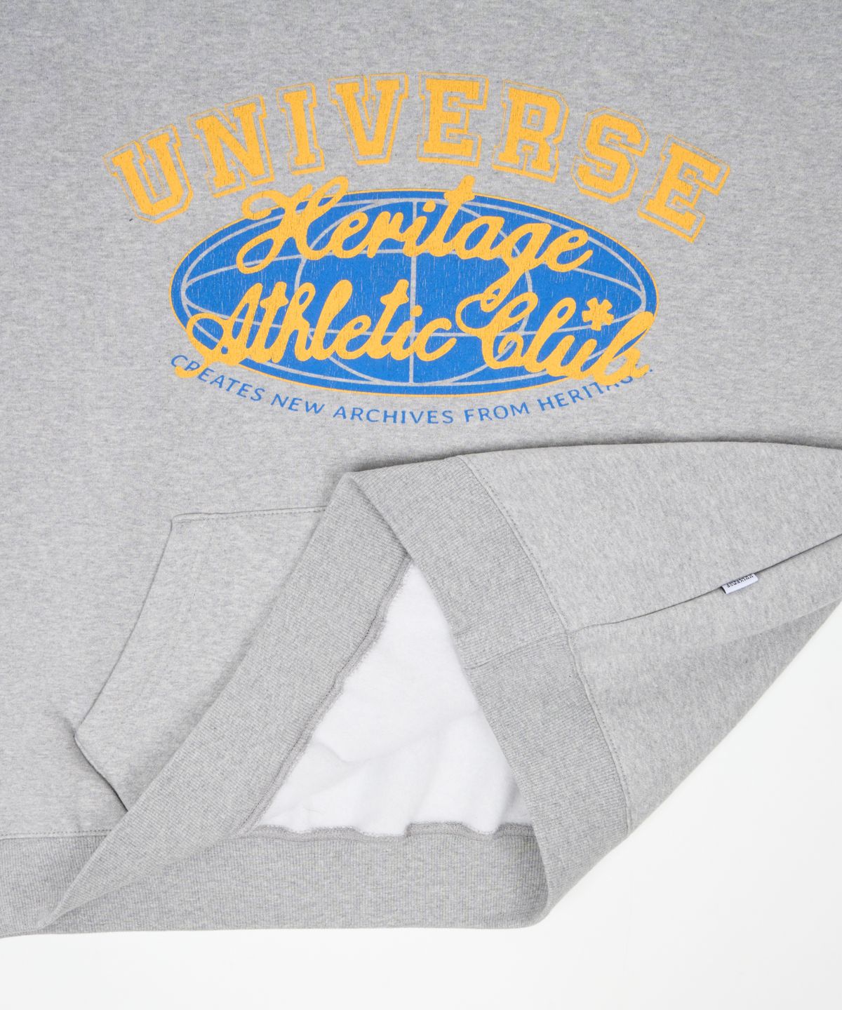 유니버스 가먼트(UNIVERSE GARMENT) 유니버스 싸인 로고 기모 후드_Melange Grey