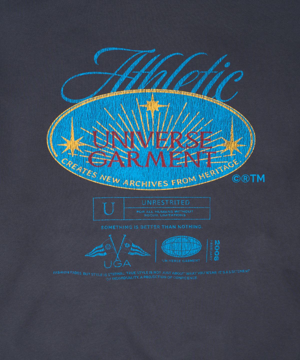 유니버스 가먼트(UNIVERSE GARMENT) 애슬래틱 엠블럼 기모 후드 집업_Charcoal