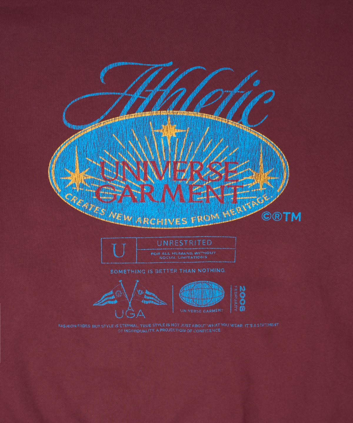 유니버스 가먼트(UNIVERSE GARMENT) 애슬래틱 엠블럼 기모 후드 집업_Burgundy