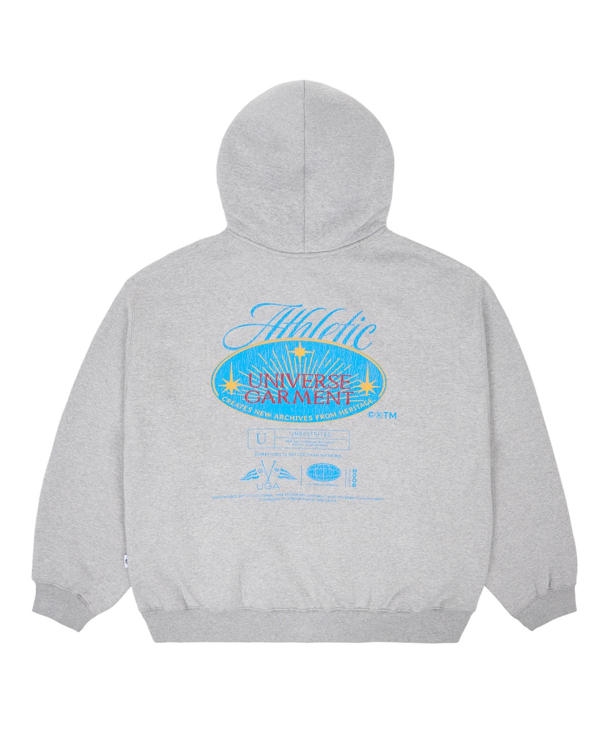 유니버스 가먼트(UNIVERSE GARMENT) 애슬래틱 엠블럼 기모 후드 집업_Melange Grey