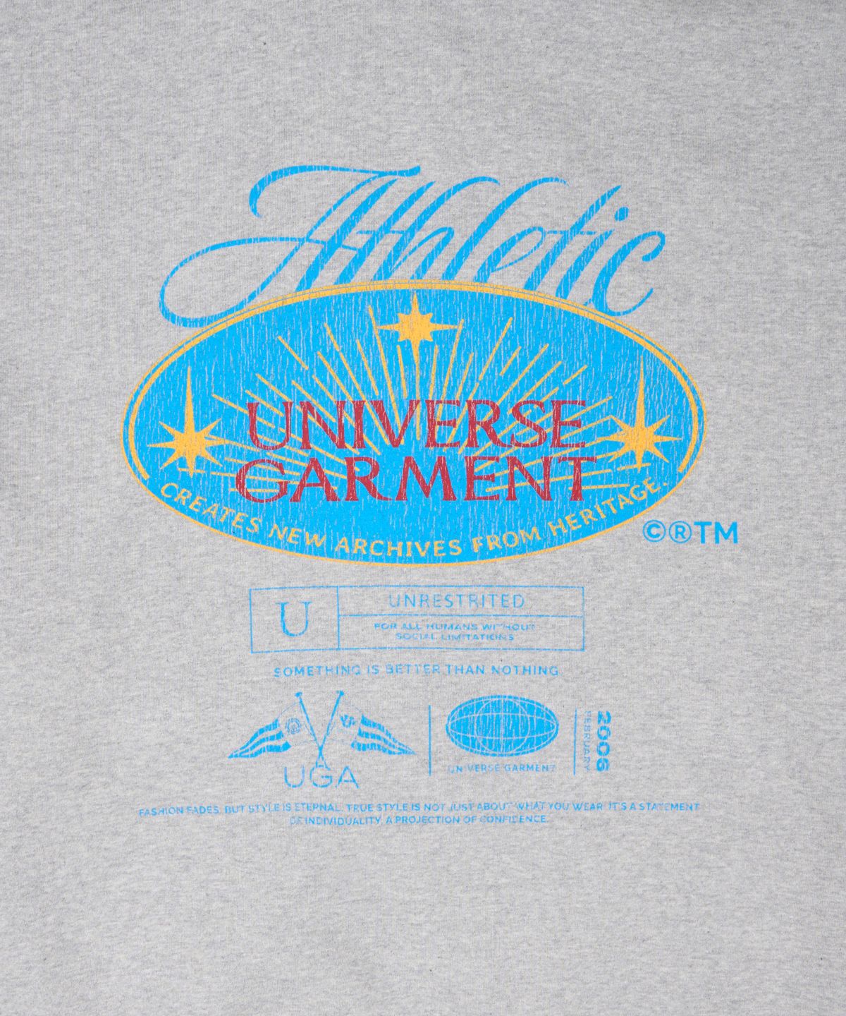 유니버스 가먼트(UNIVERSE GARMENT) 애슬래틱 엠블럼 기모 후드 집업_Melange Grey