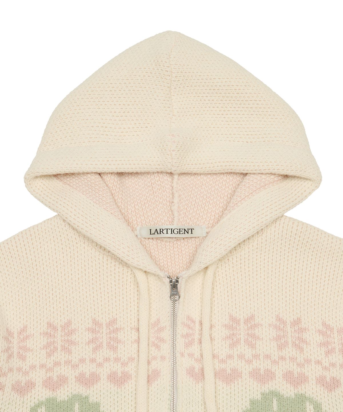 라티젠(LARTIGENT) [DISNEY] CHIP AND DALE_KNIT HOOD ZIP-UP(BEIGE)