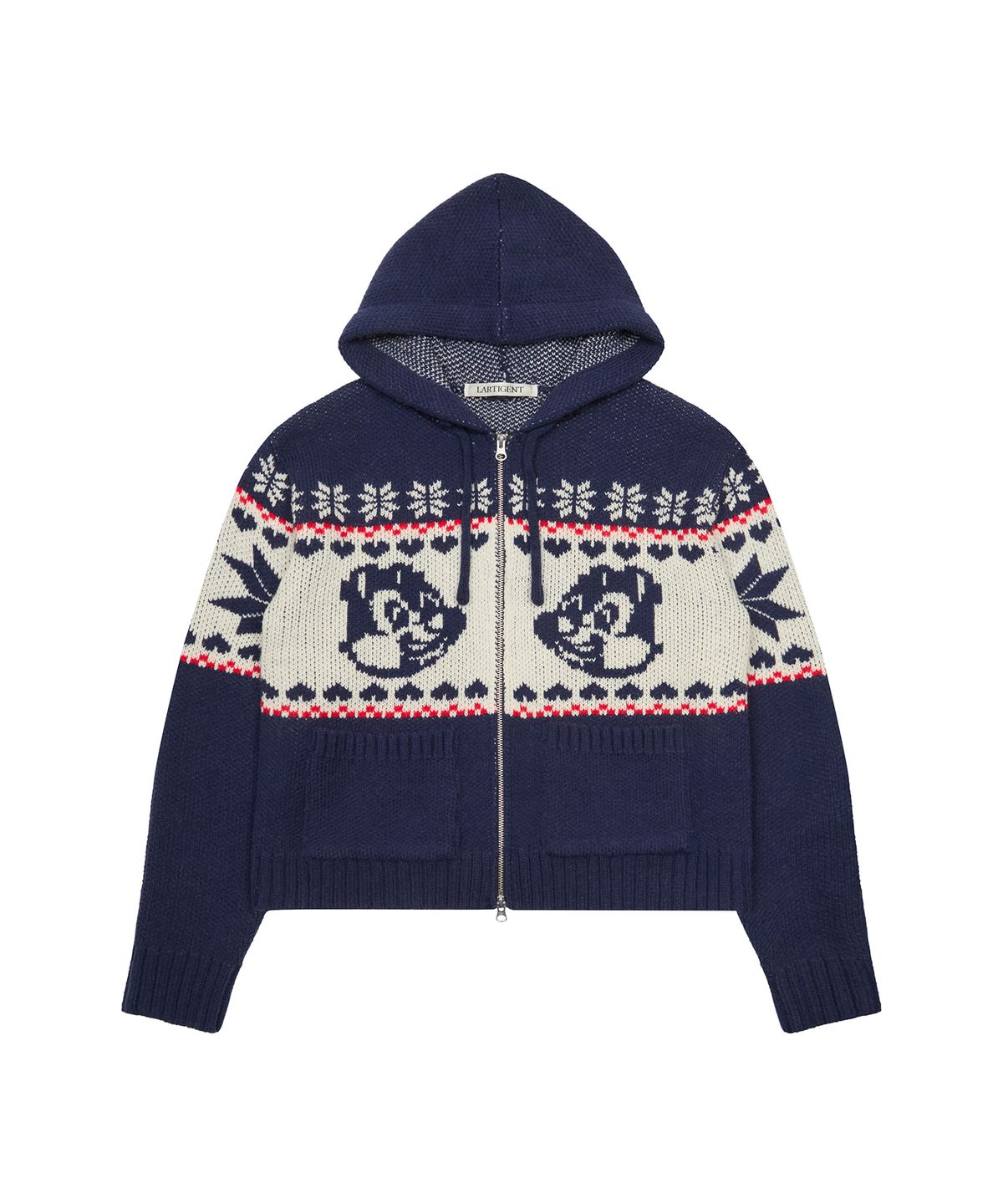 라티젠(LARTIGENT) [DISNEY] CHIP AND DALE_KNIT HOOD ZIP-UP(NAVY)