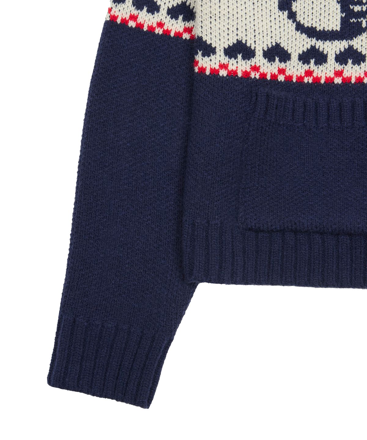 라티젠(LARTIGENT) [DISNEY] CHIP AND DALE_KNIT HOOD ZIP-UP(NAVY)