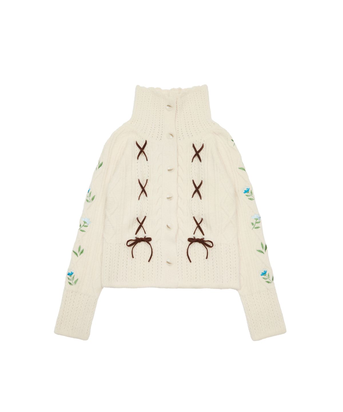 라티젠(LARTIGENT) [DISNEY]SNOW WHITE_RIBBON KNIT CARDIGAN(CREAM)
