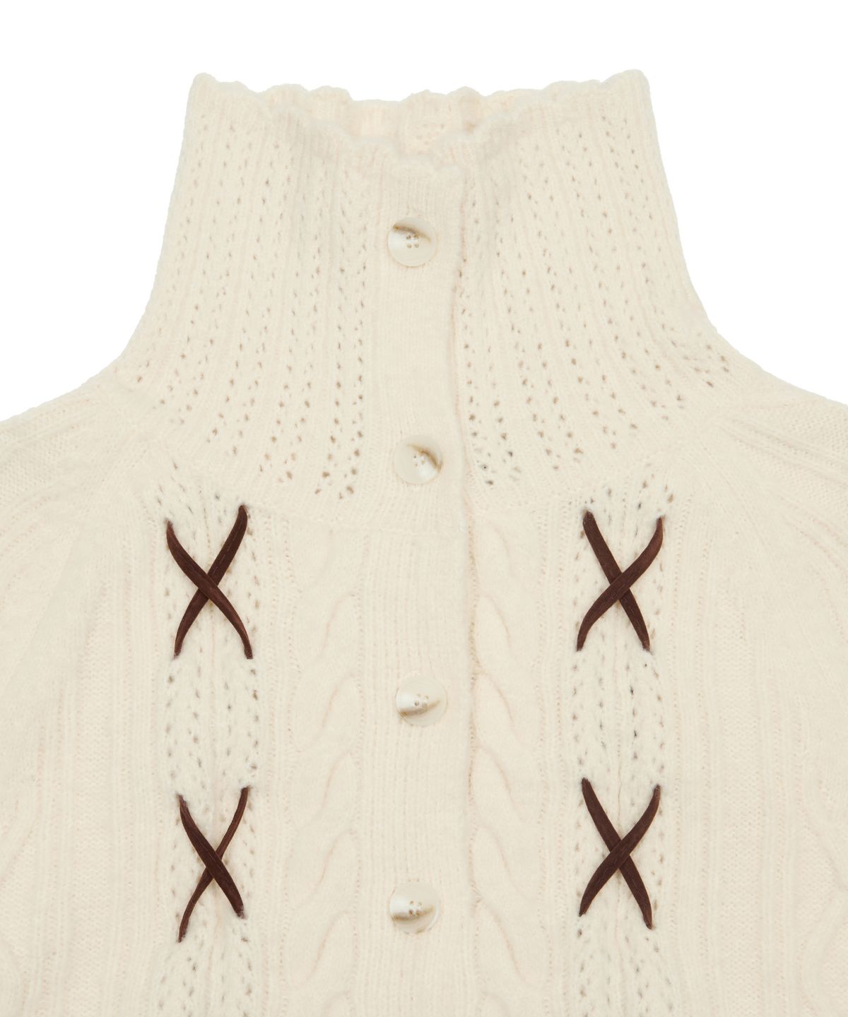 라티젠(LARTIGENT) [DISNEY]SNOW WHITE_RIBBON KNIT CARDIGAN(CREAM)