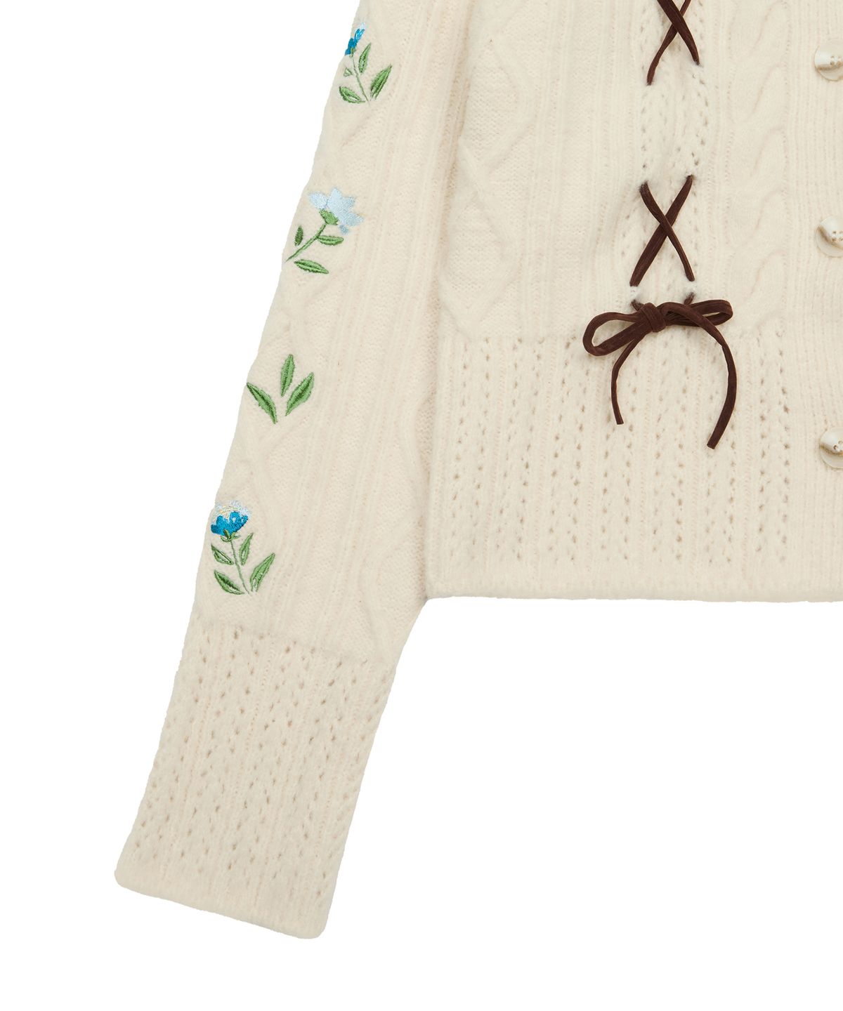 라티젠(LARTIGENT) [DISNEY]SNOW WHITE_RIBBON KNIT CARDIGAN(CREAM)