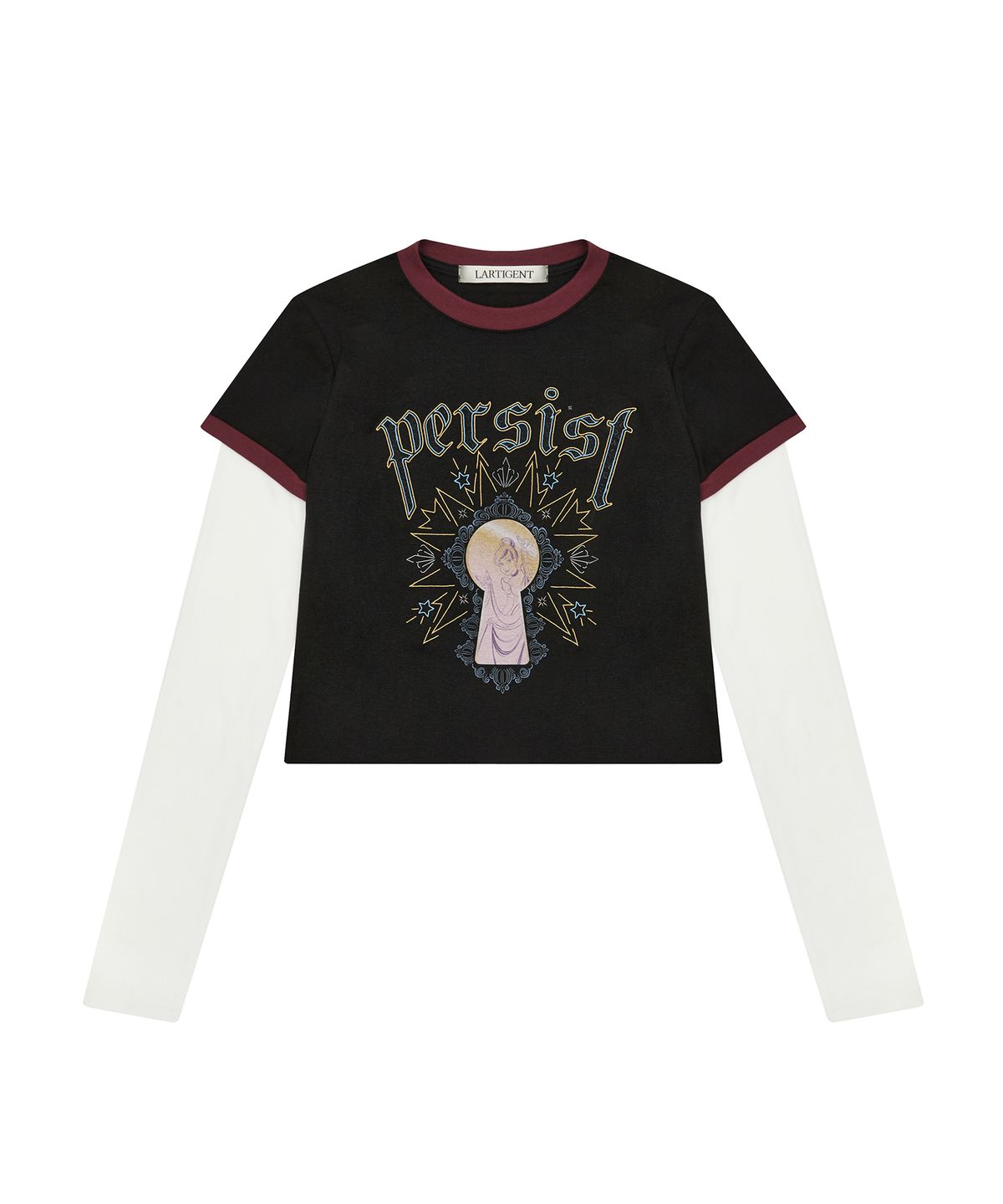 라티젠(LARTIGENT) [DISNEY] CINDERELLA_LAYERED T-SHIRT(BLACK)