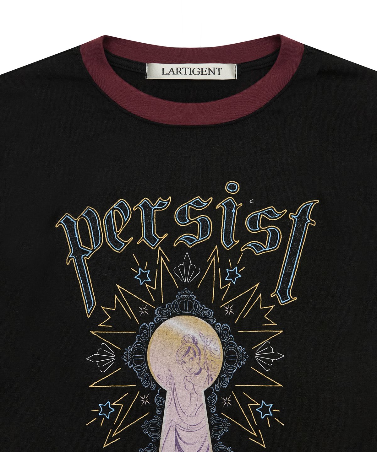 라티젠(LARTIGENT) [DISNEY] CINDERELLA_LAYERED T-SHIRT(BLACK)