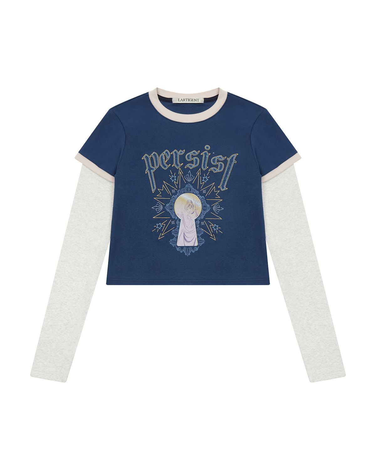 라티젠(LARTIGENT) [DISNEY] CINDERELLA_LAYERED T-SHIRT(NAVY)