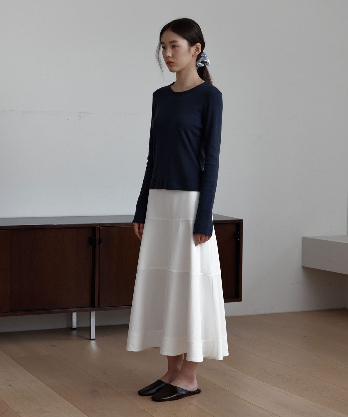 38컴온커먼(38COMEONCOMMON) Pure Tiered Midi Skirts (White)