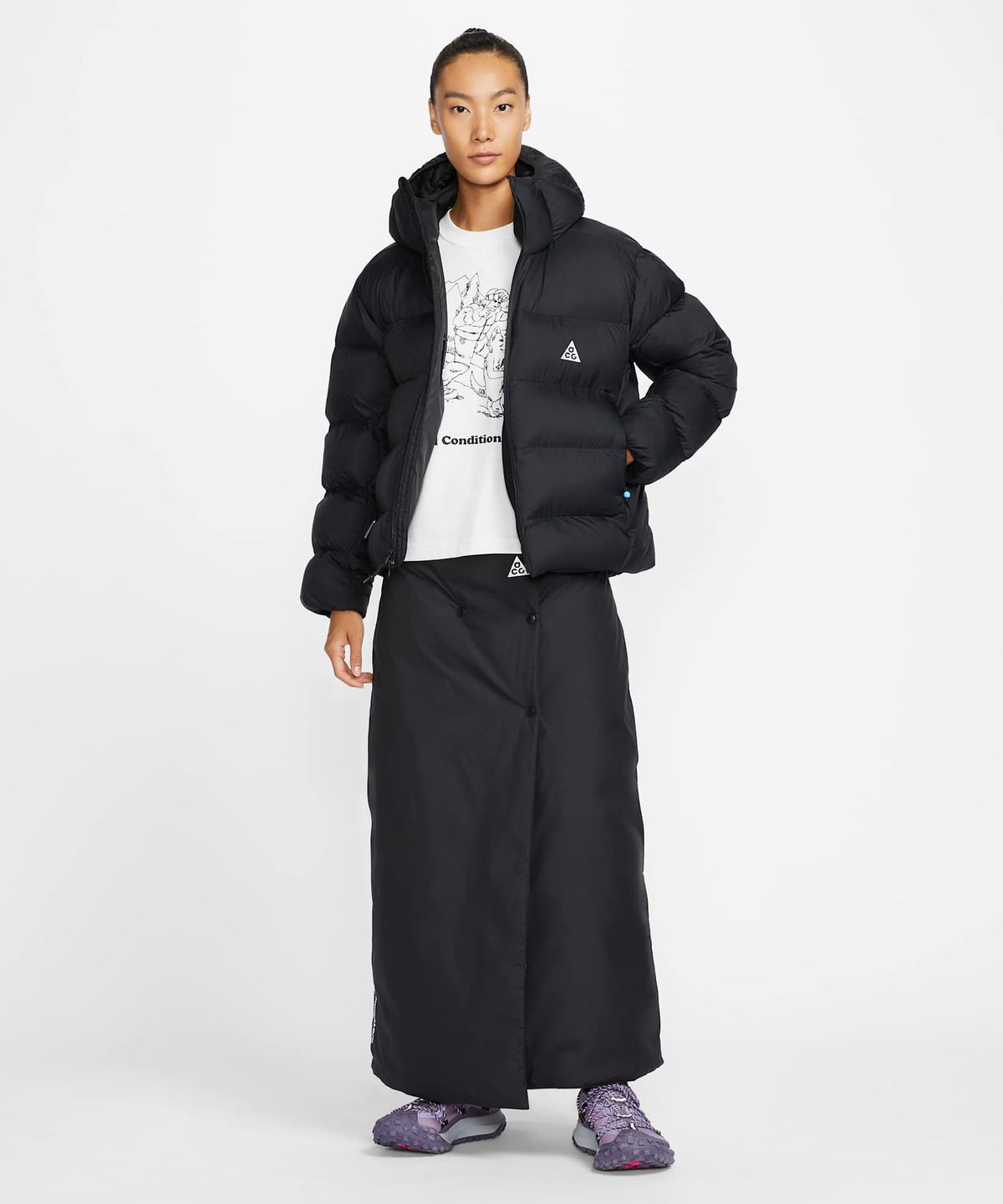 나이키(NIKE) ACG 루나 레이크 PrimaLoft® 써마 핏 ADV 루즈 후드 재킷 W - 블랙:서밋 화이트 / FZ6762-010