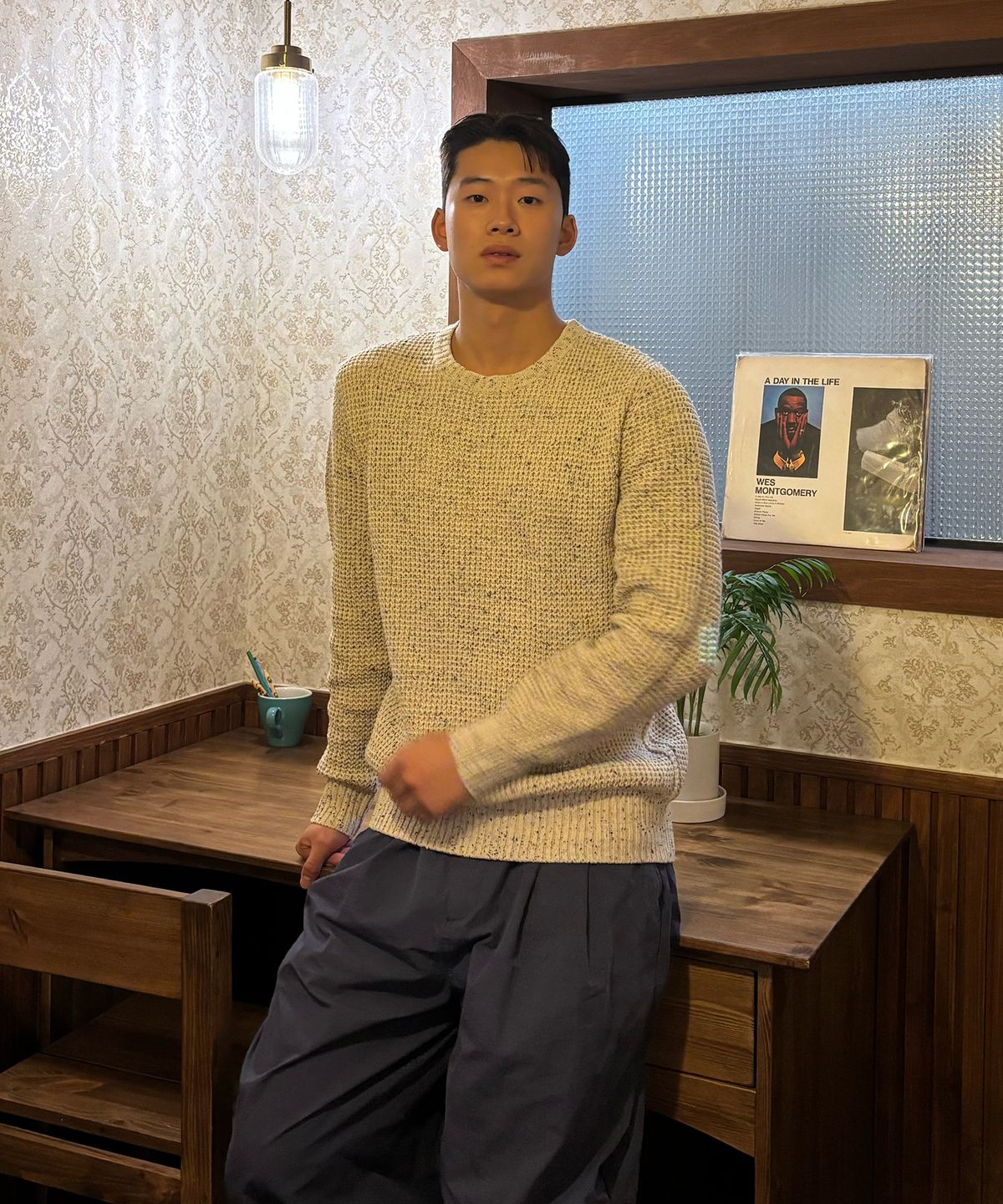 스트리트 스탠다드(STREET STANDARD) 네프얀 울 블렌드 라운드넥 니트_베이지