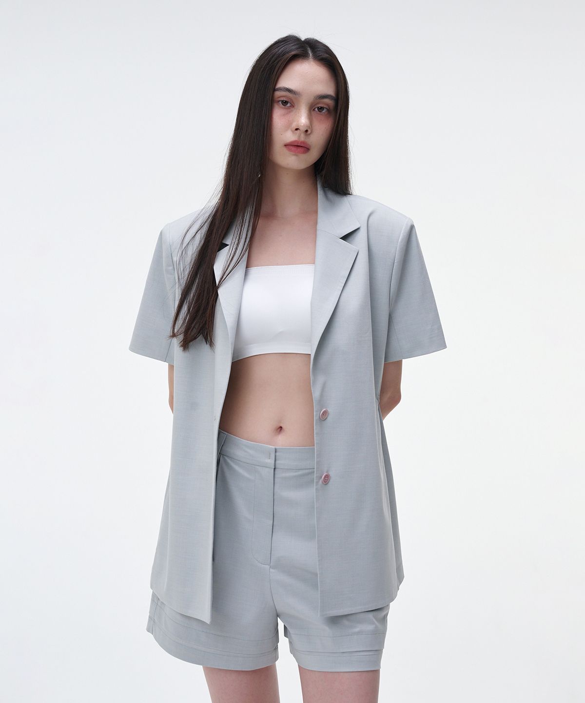 우부아(OEUVA) 아이스그레이 사이드 포인트 자켓