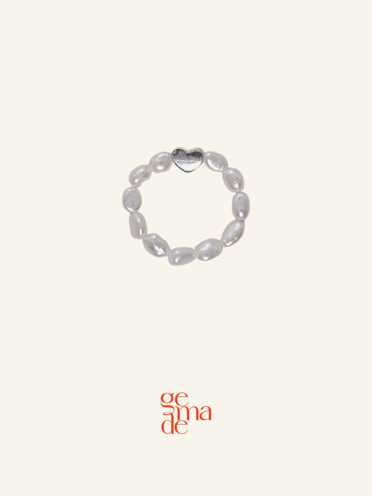 제마드(GEMADE) Pearl heart ring #R007