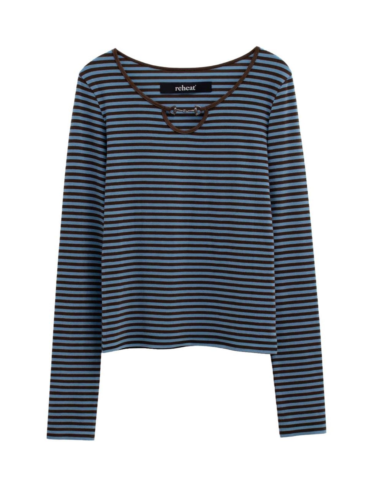 리히트(REHEAT) HORSEBIT DETAIL STRIPE TOP_BLUE