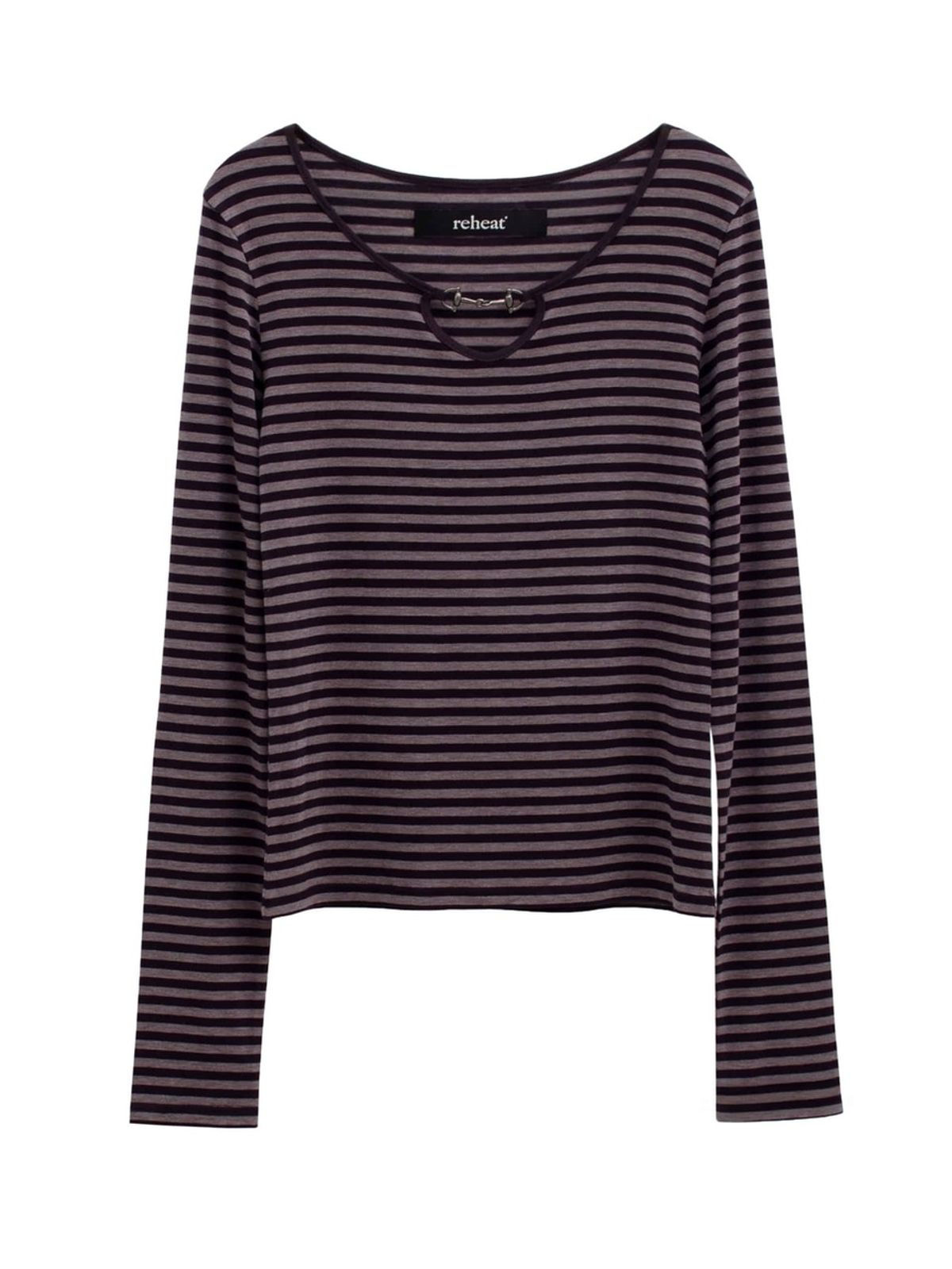 리히트(REHEAT) HORSEBIT DETAIL STRIPE TOP_PURPLE
