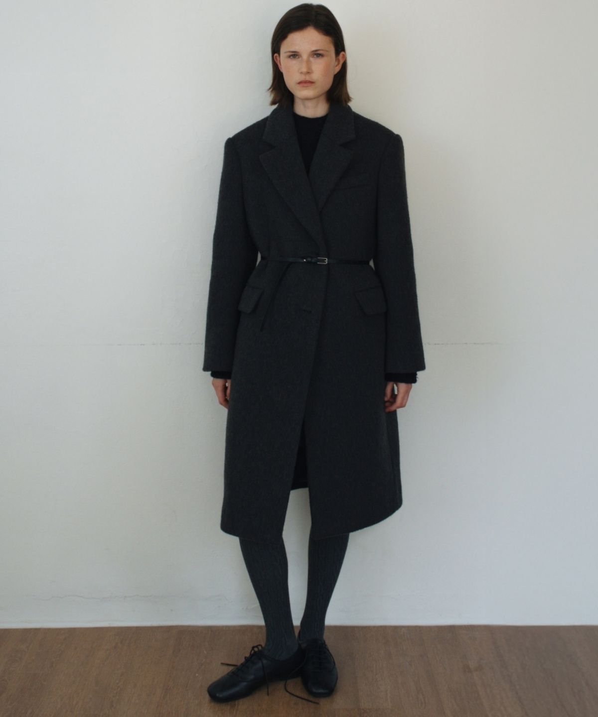 어나우트(UNNOUT) VEGAN LEATHER SKINNY BELT BLACK