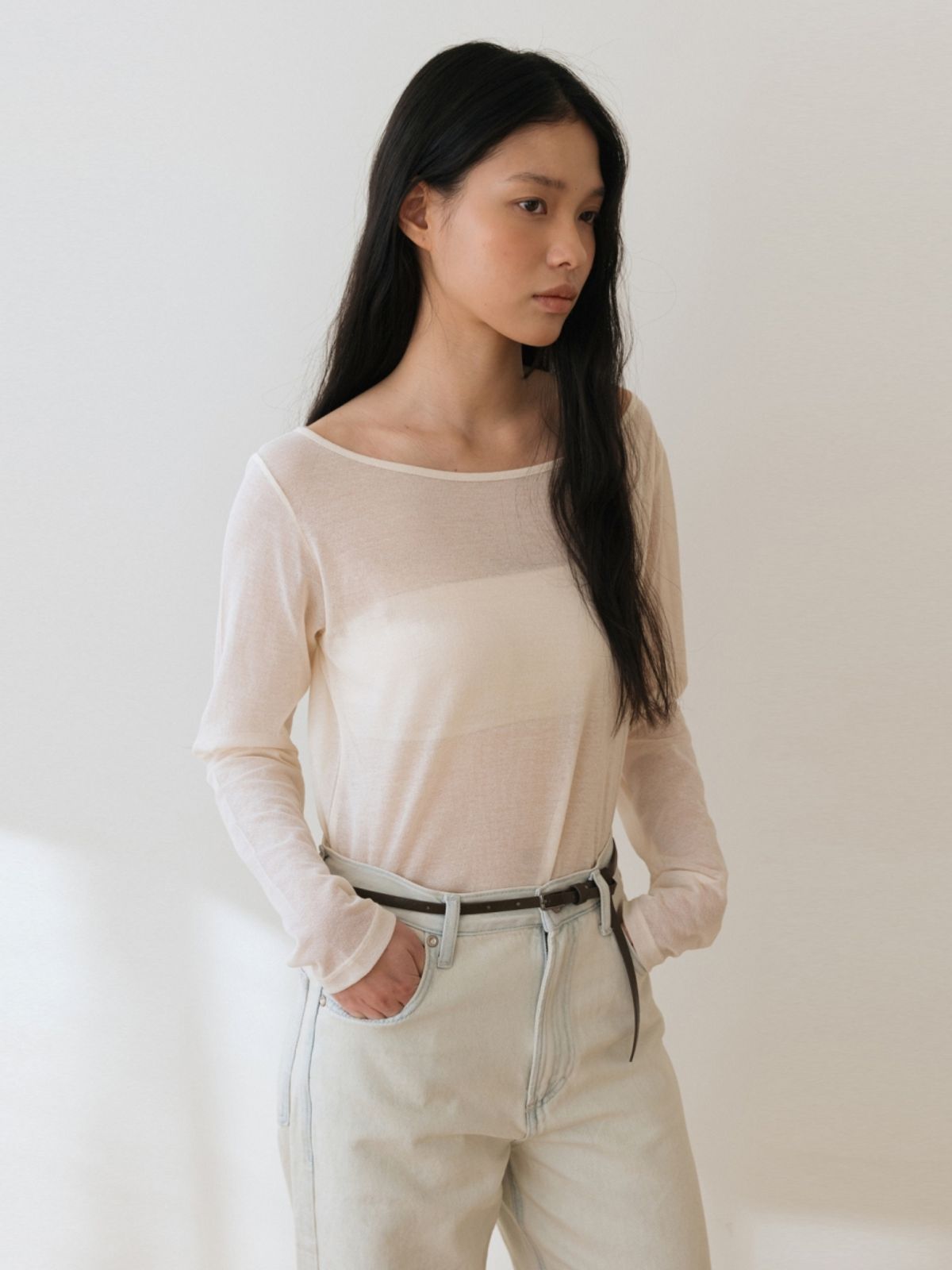 어나우트(UNNOUT) VEGAN LEATHER SKINNY BELT BROWN