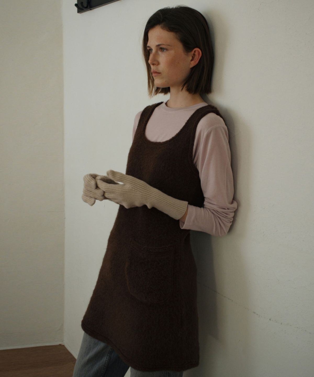 어나우트(UNNOUT) FUR VINTAGE DRESS BROWN