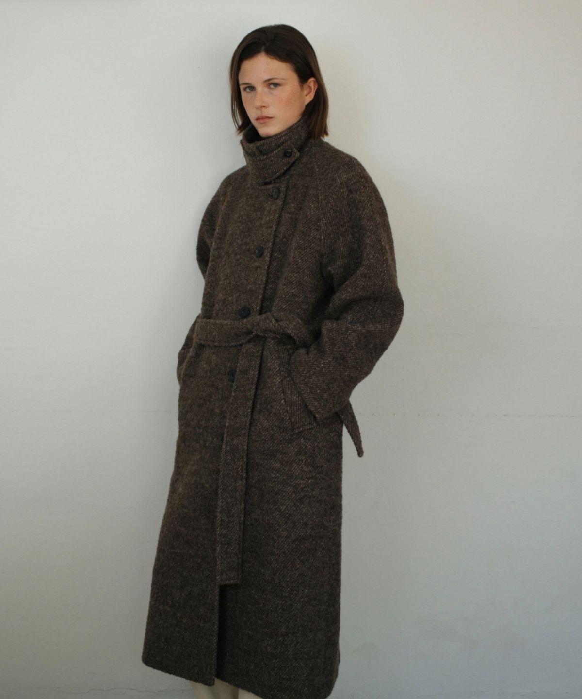 어나우트(UNNOUT) ALPACA VINTAGE ROBE COAT BROWN
