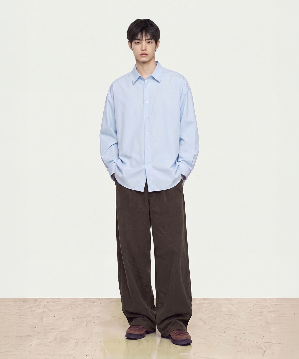 스탠드오버(STAND OVER) 오버핏 옥스포드 셔츠 [스카이 블루]