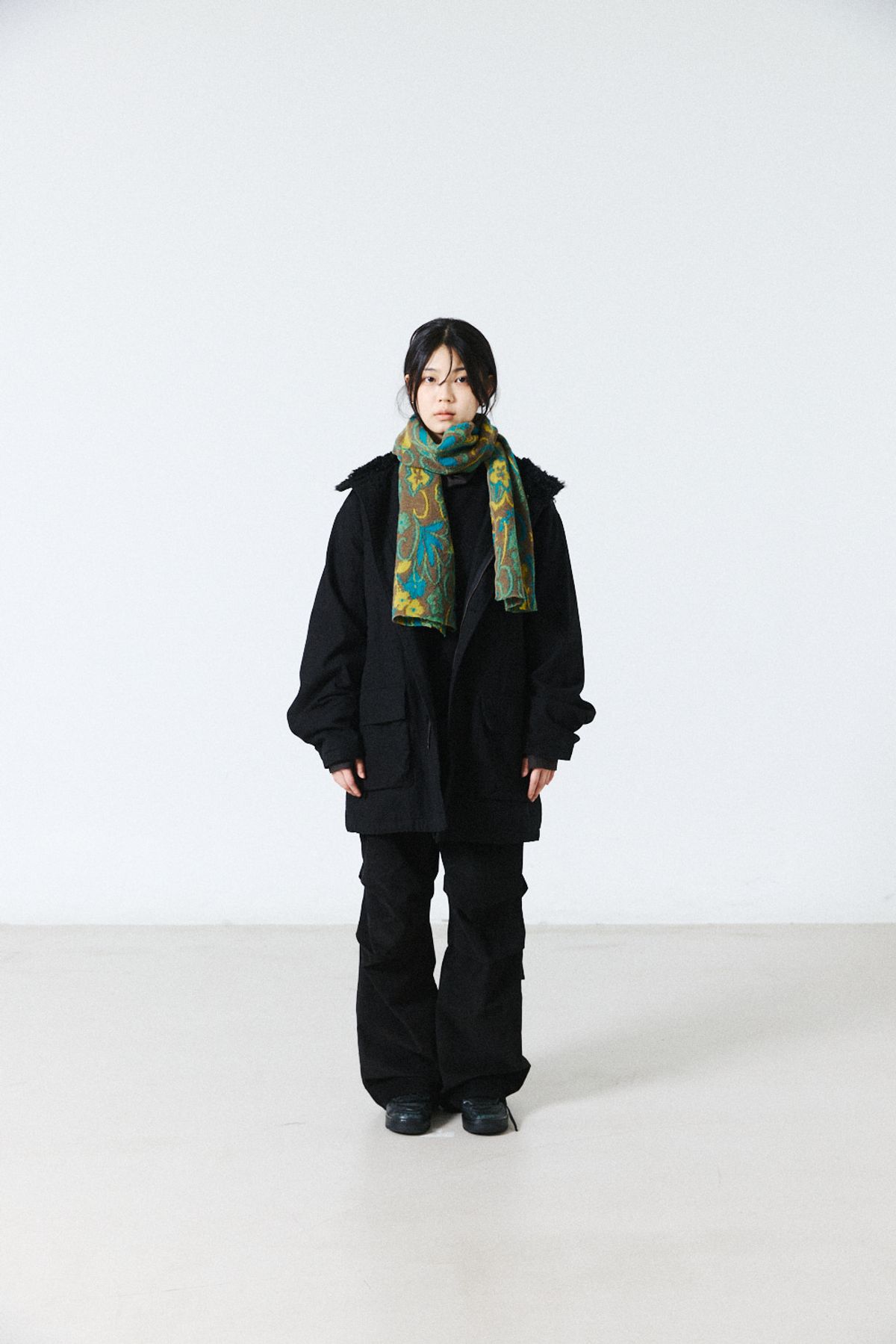 해칭룸(HATCHINGROOM) Floral Jacquard Muffler Yellow