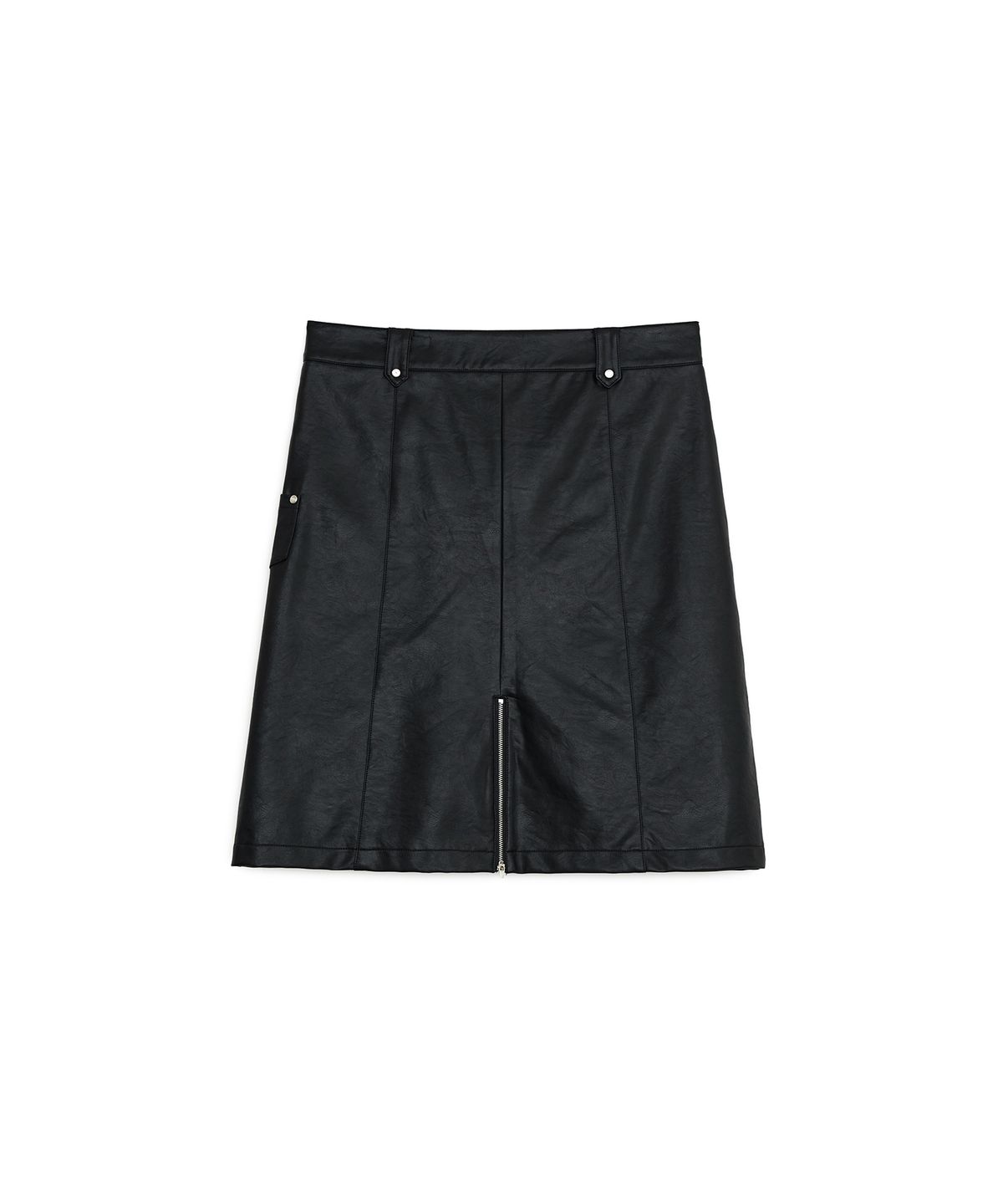 썬번프로젝트(SUNBURNPROJECT) Rivet Pocket Midi Skirt, BLACK