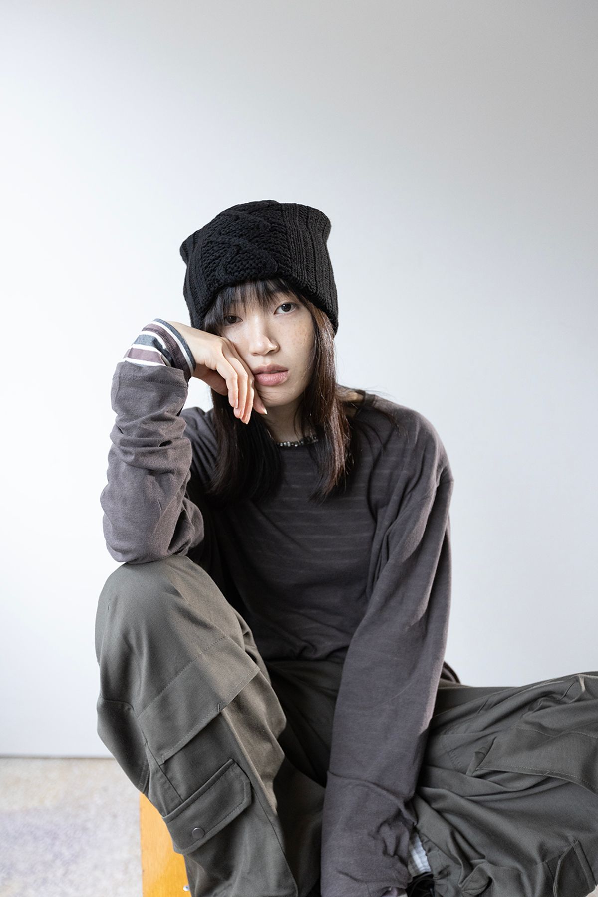 해칭룸(HATCHINGROOM) Jacquard Big Beanie Black