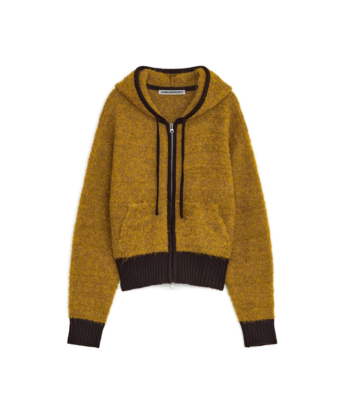 썬번프로젝트(SUNBURNPROJECT) Boucle Knit Hoodie Zip-up, YELLOW