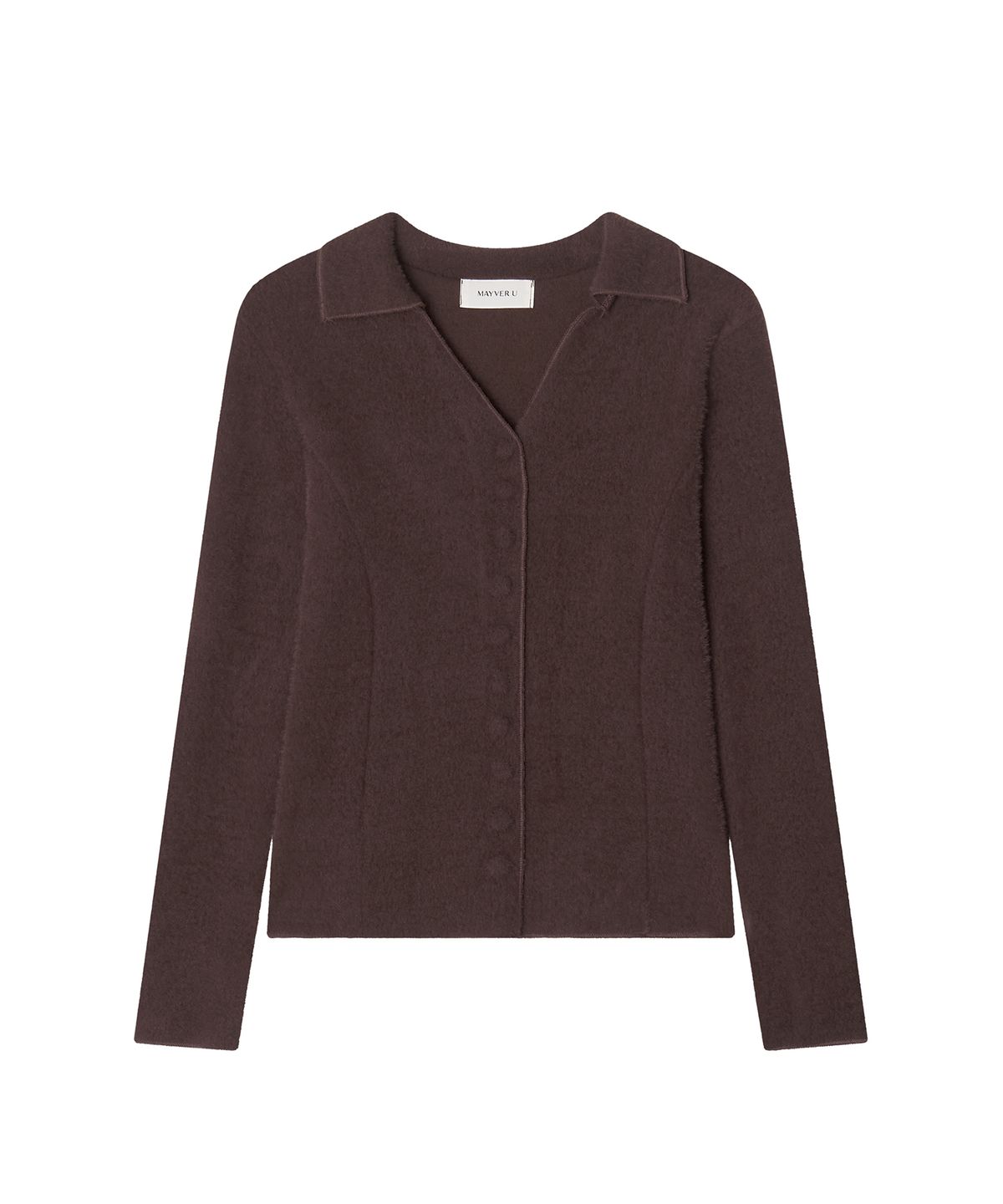 메이버유(MAYVERU) Prim wool cardigan knitwear _ Brown