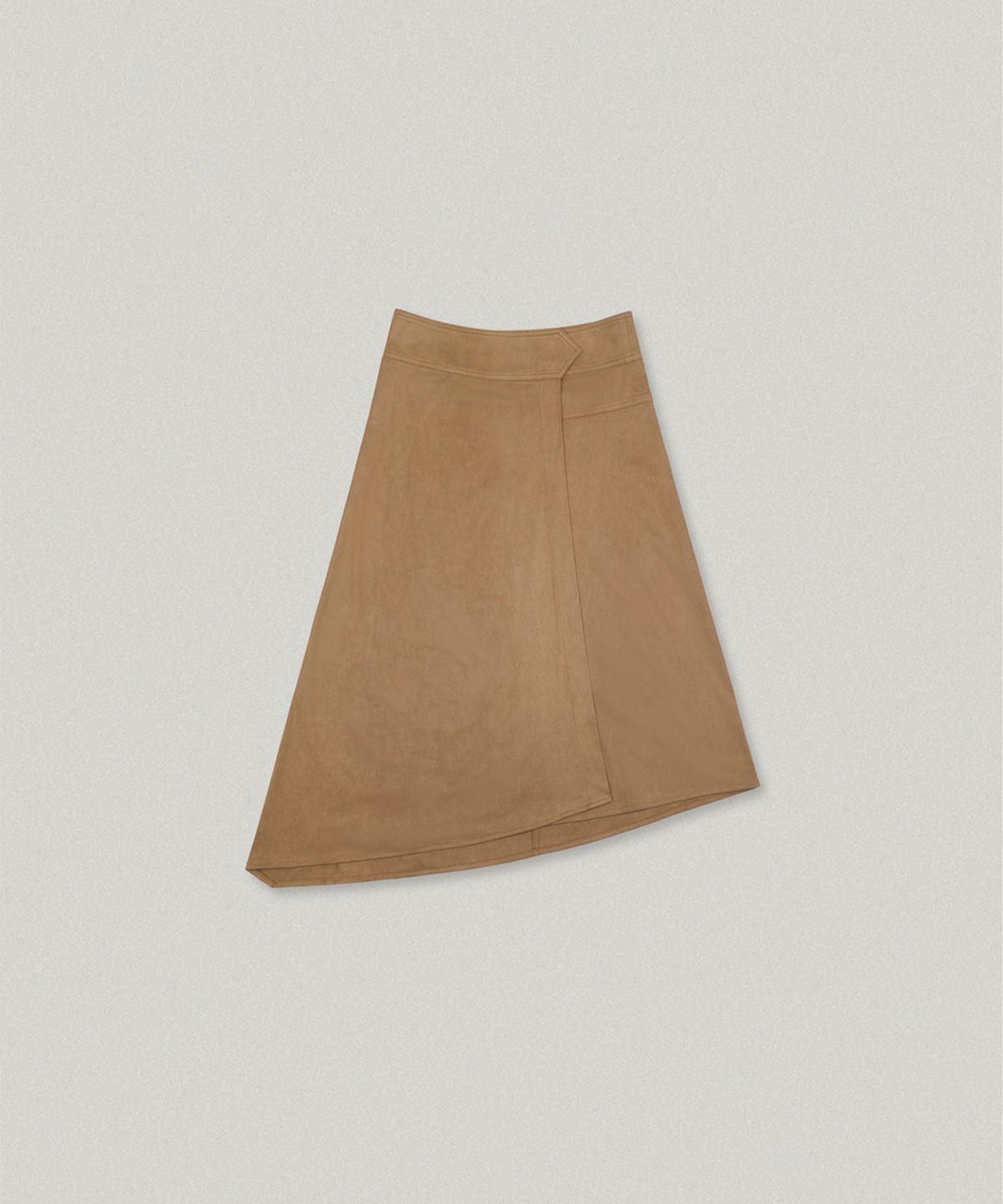 폴뉴아(FOLNUA) MUTE SUEDE UNBALANCE SKIRT (CAMEL)