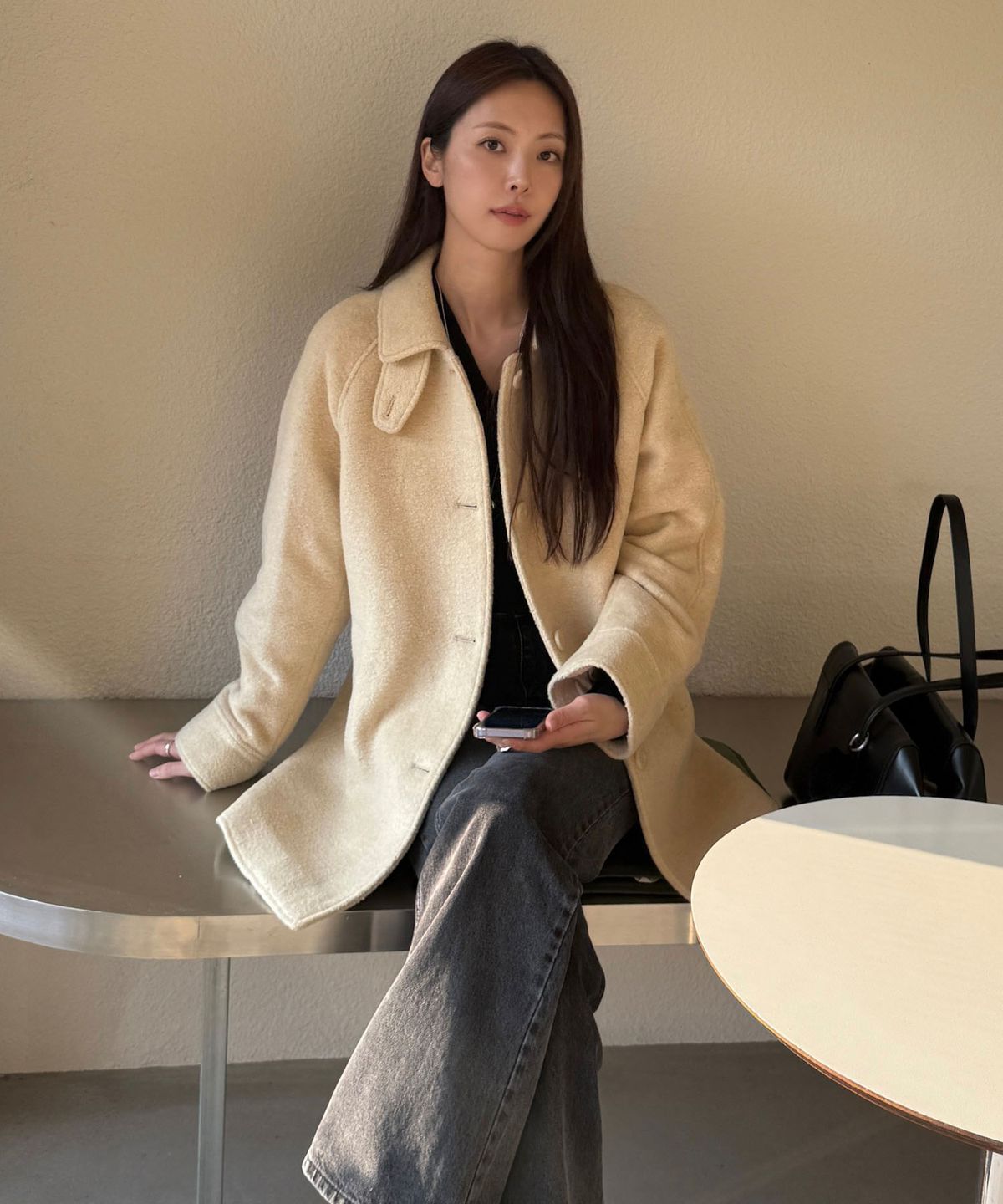 코드그라피(CGP) (우먼) 울 발마칸 하프 코트_버터