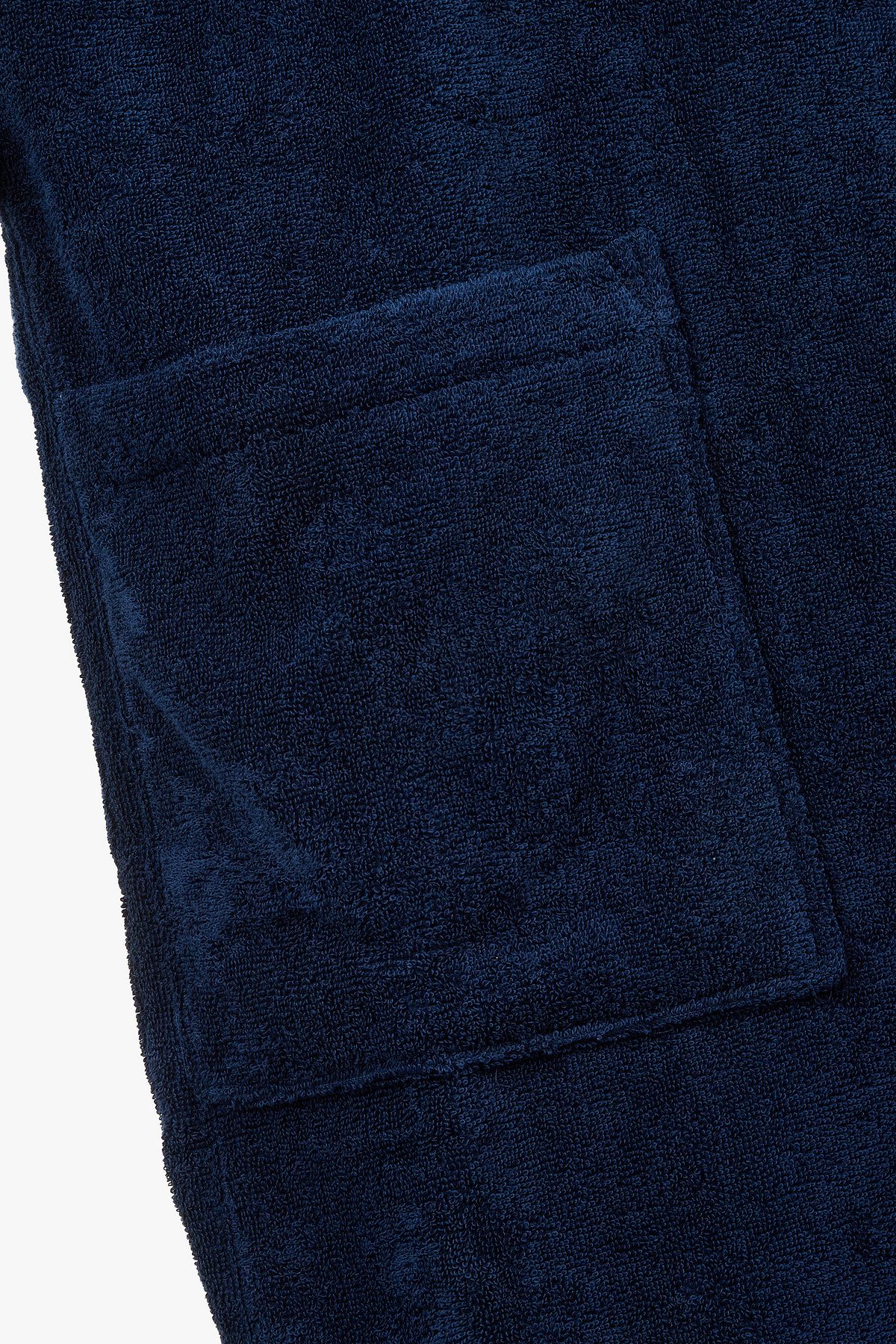 엠포리오 아르마니 언더웨어(EMPORIO ARMANI UNDERWEAR) 남성 로고 트림 후디드 타월링 가운_블루 0815341001
