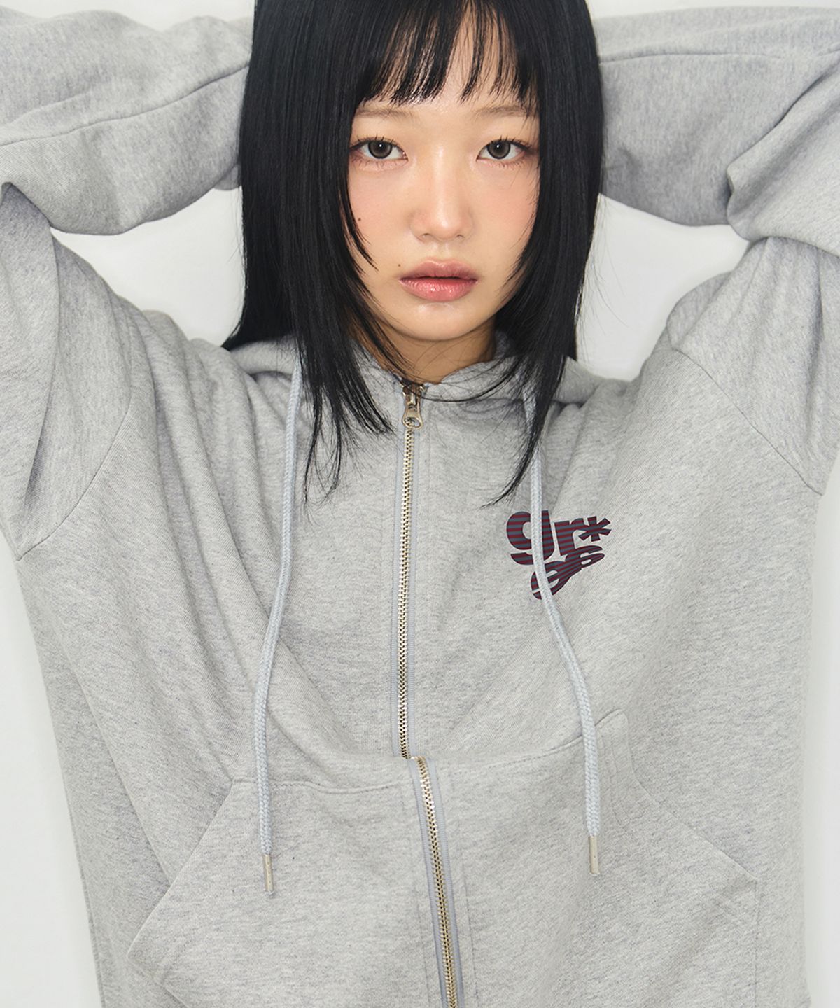 그레이버(GRAVER) [UNISEX]GRAE-S 스몰 스트라이프 후드집업_블랙