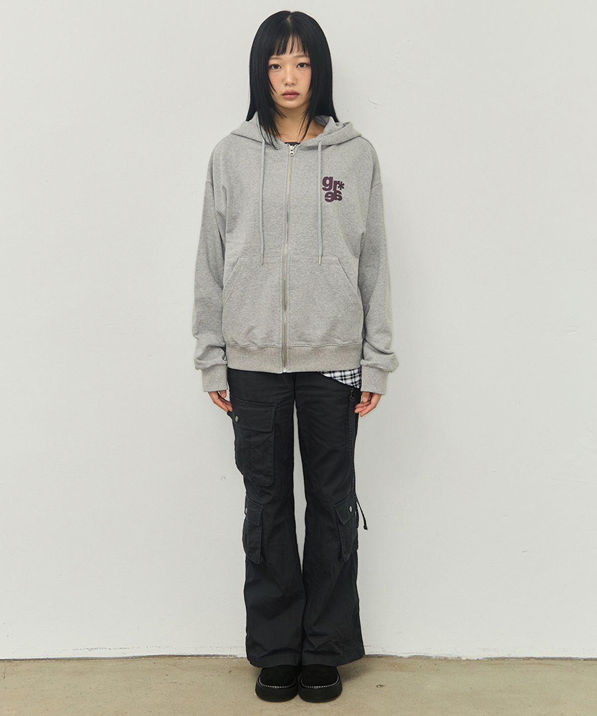 그레이버(GRAVER) [UNISEX]GRAE-S 스몰 스트라이프 후드집업_블랙