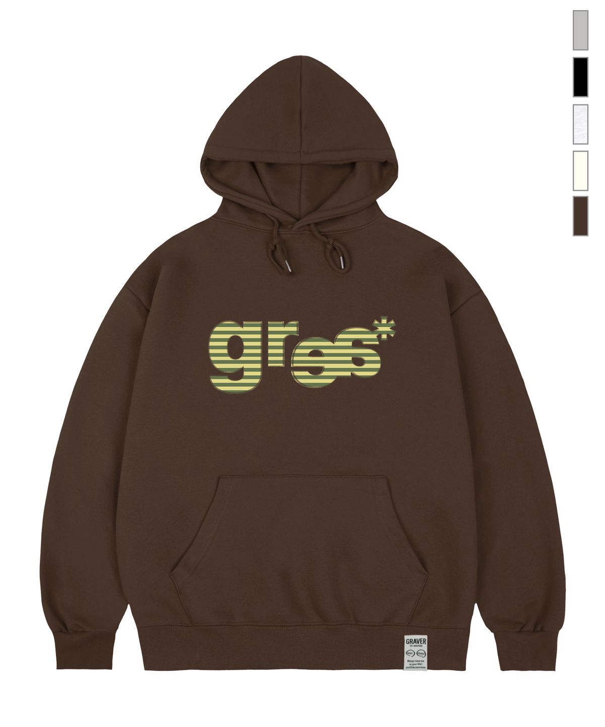 그레이버(GRAVER) [UNISEX]GRAE-S 스트라이프 후드티_브라운