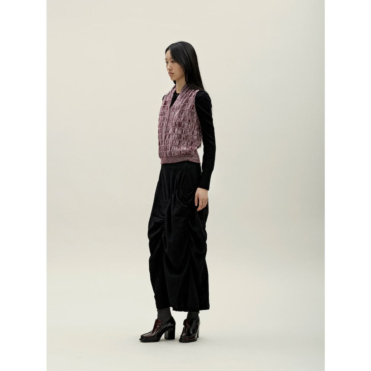 앙개(ANGGAE) Multiple Knit Vest  Magenta
