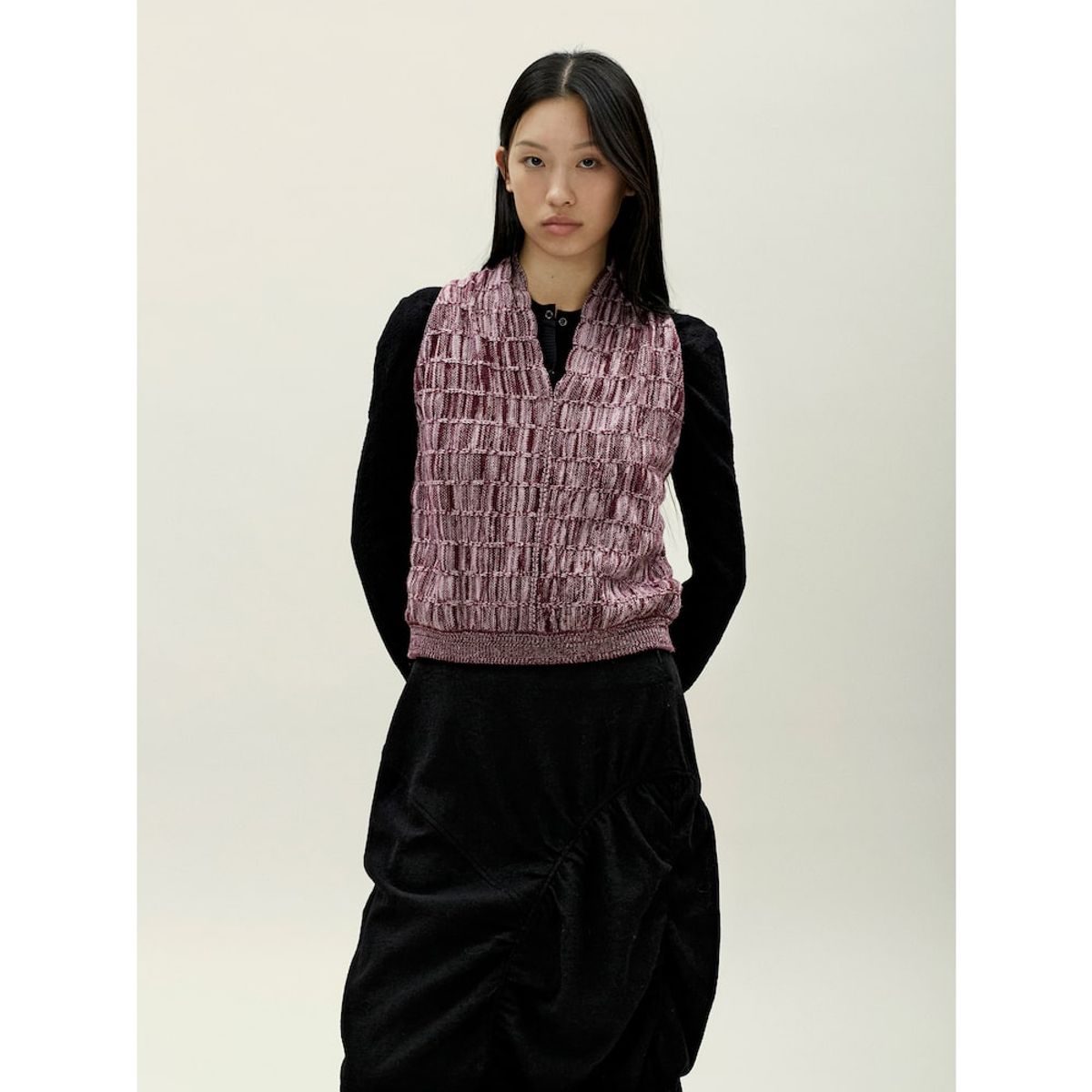 앙개(ANGGAE) Multiple Knit Vest  Magenta