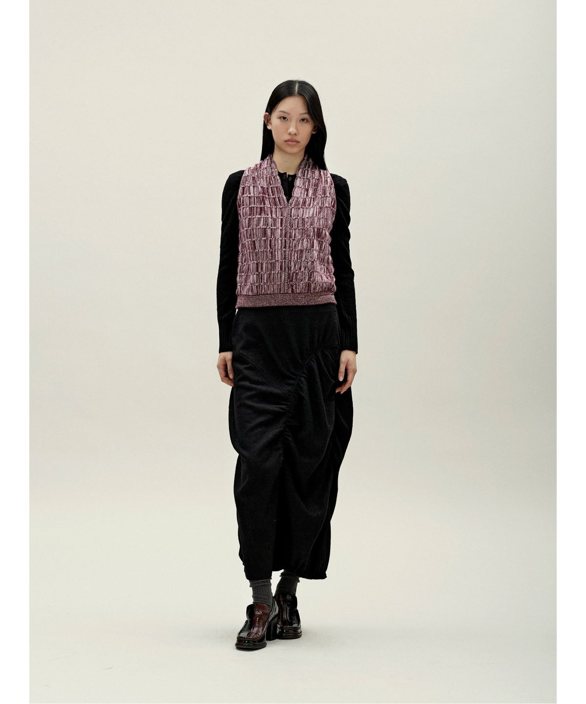 앙개(ANGGAE) Multiple Knit Vest  Magenta