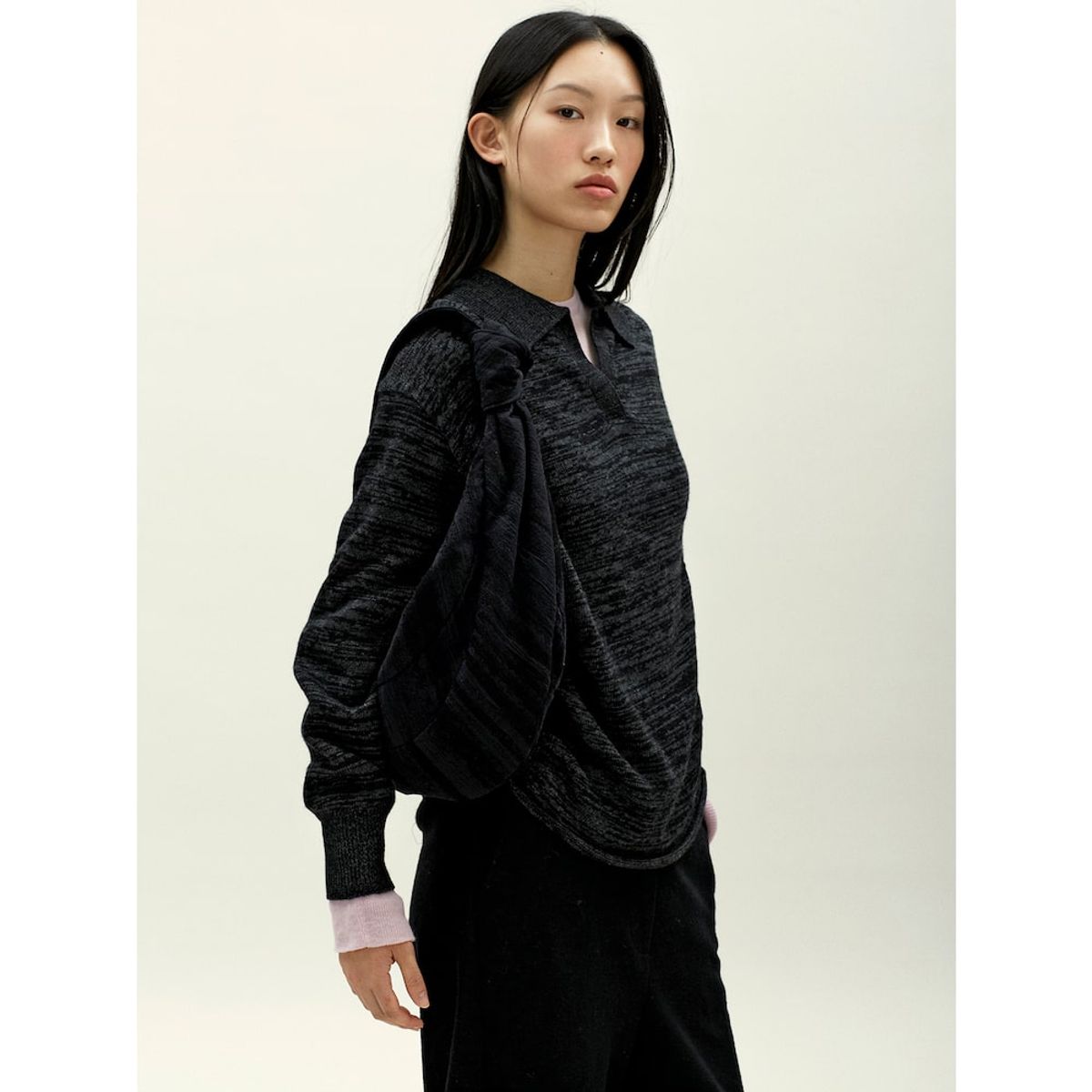 앙개(ANGGAE) Multiple Knit Polo  Dark Grey